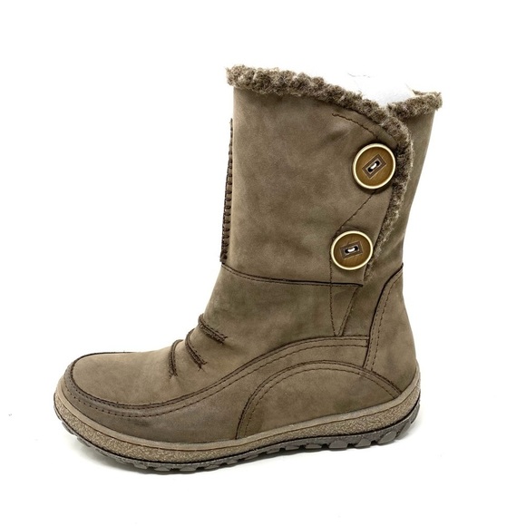 V Italia 4022 Water Resistant Leather Winter boots Olive - Picture 1 of 7